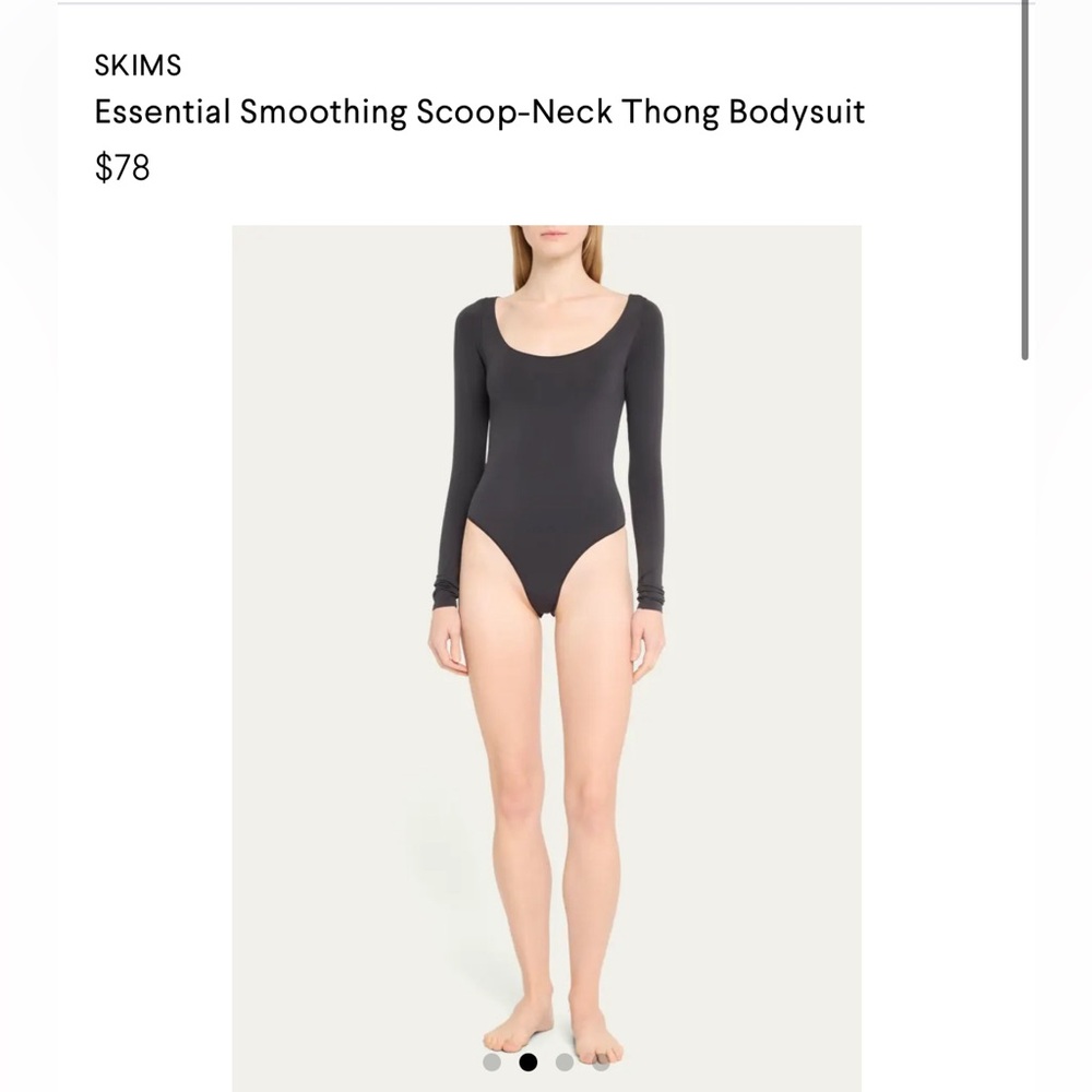 SKIMS Essential Smoothing Scoop-Neck Thong Bodysuit - Black